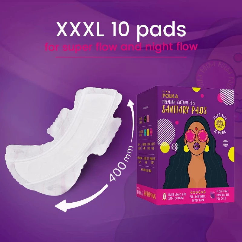 PINQ POLKA Premium Organic Soft Cotton Sanitary Pads, 10 Pads-6.webp